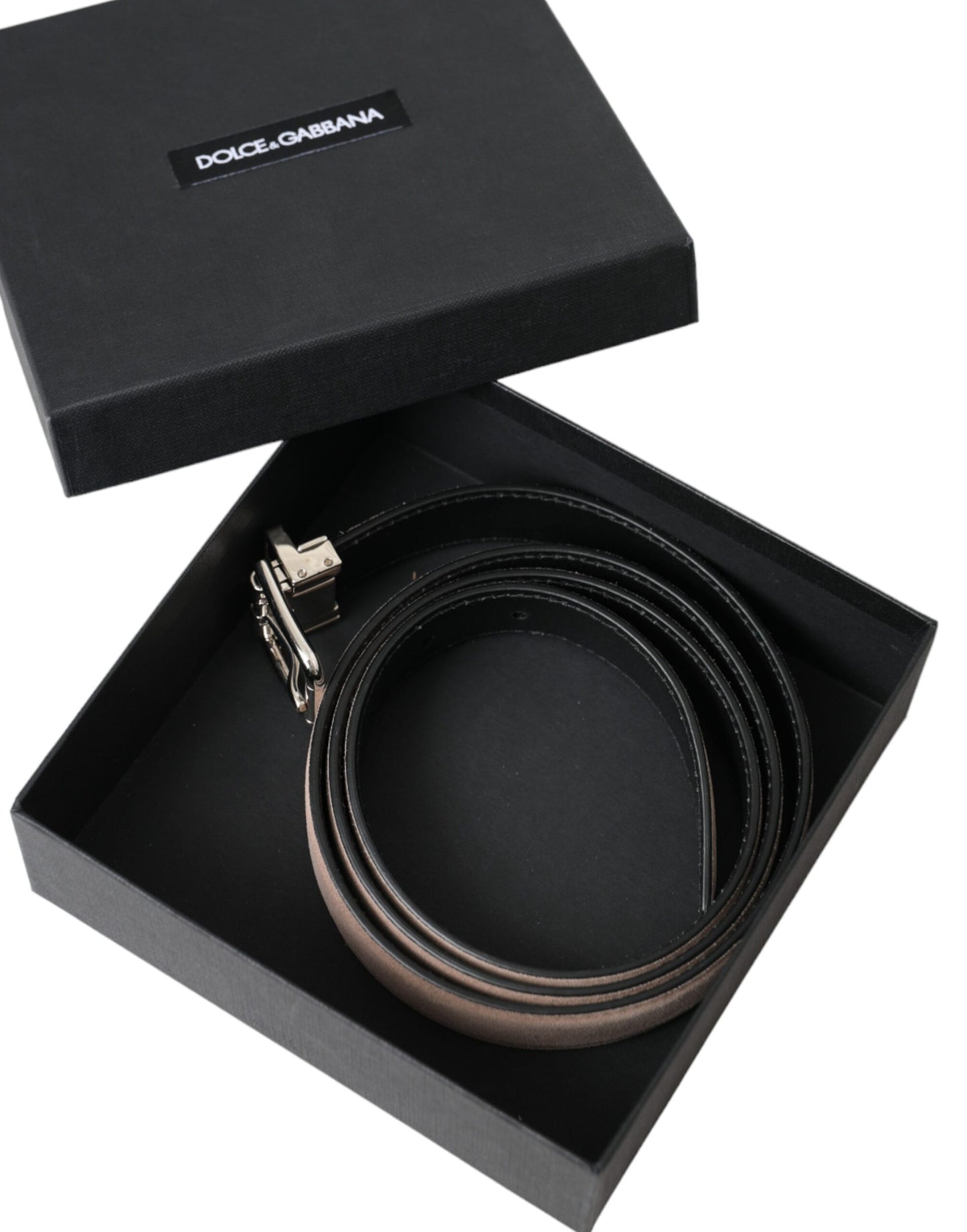 Dolce & Gabbana Beige Suede Leather Silver Buckle Belt Men Dolce & Gabbana