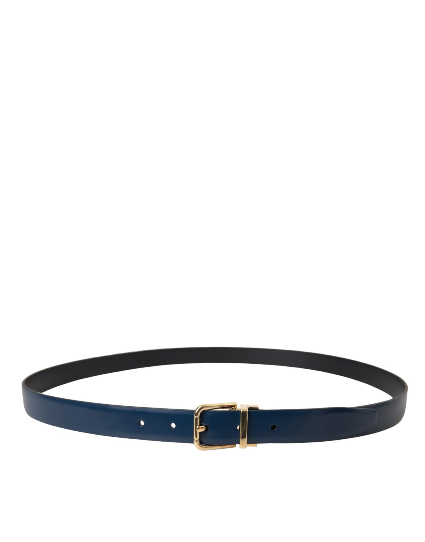 Dolce & Gabbana Blue Calf Leather Gold Metal Buckle Belt Men Dolce & Gabbana