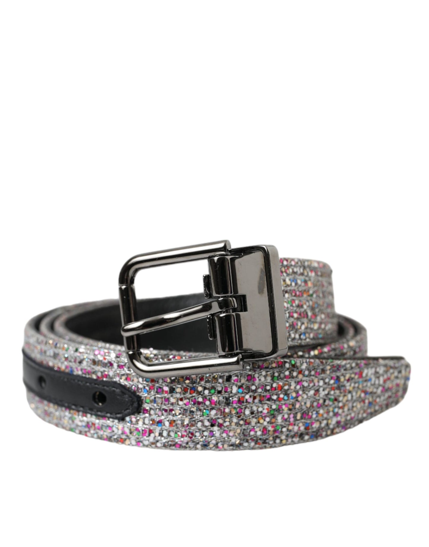 Dolce & Gabbana Multicolor Embellished Silver Metal Buckle Belt Dolce & Gabbana