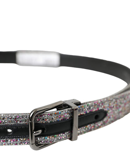 Dolce & Gabbana Multicolor Embellished Silver Metal Buckle Belt Dolce & Gabbana