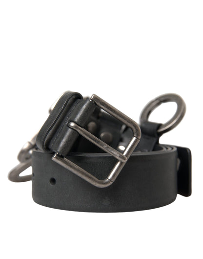 Dolce & Gabbana Black Calf Leather Silver Metal Buckle Belt Dolce & Gabbana