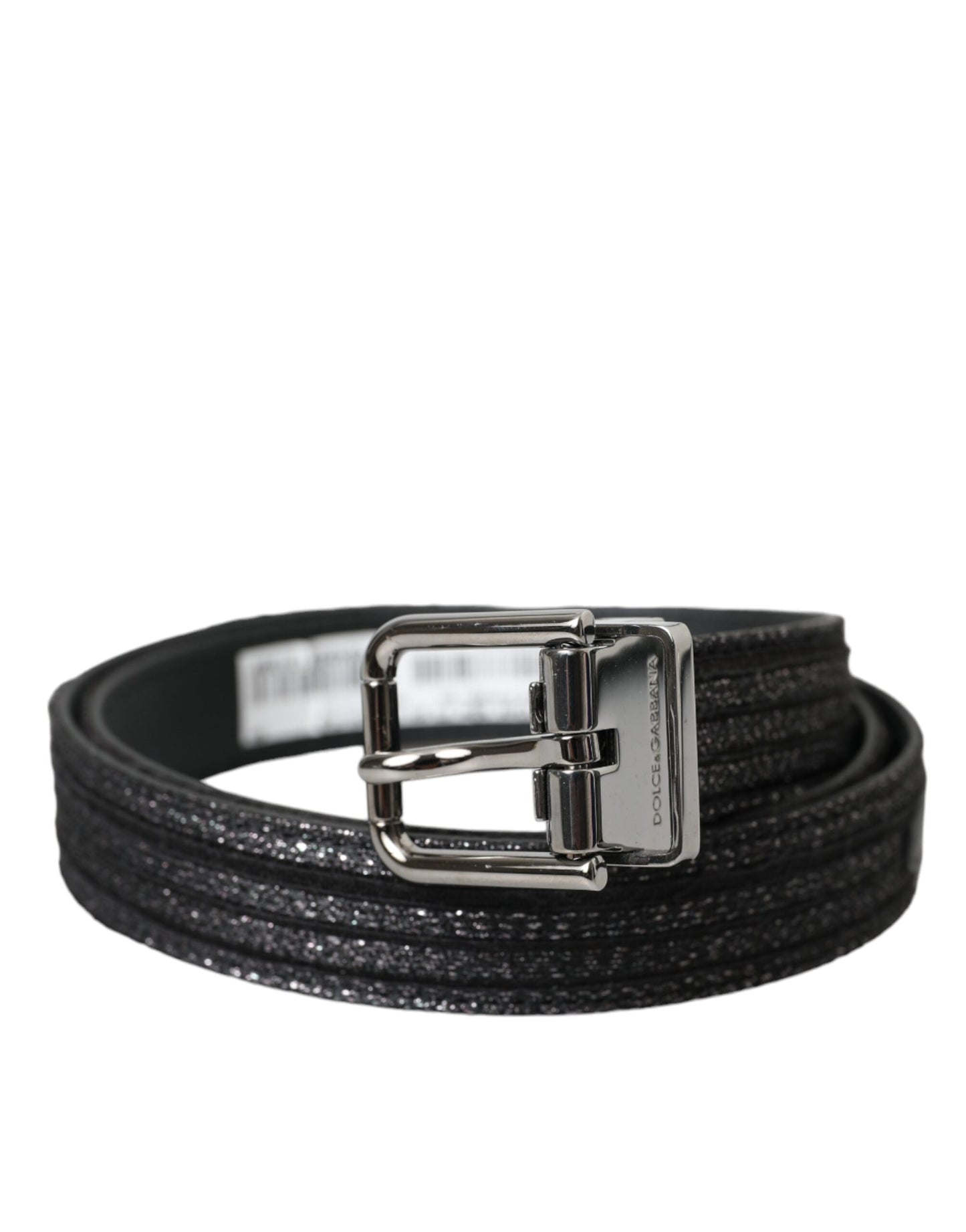 Dolce & Gabbana Black Jacquard Stripes Silver Metal Buckle Belt Dolce & Gabbana