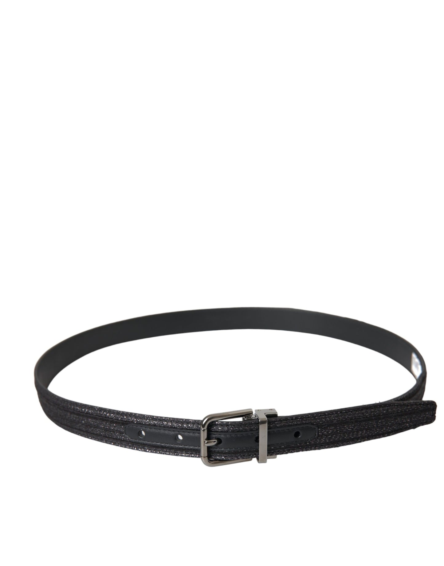 Dolce & Gabbana Black Jacquard Stripes Silver Metal Buckle Belt Dolce & Gabbana