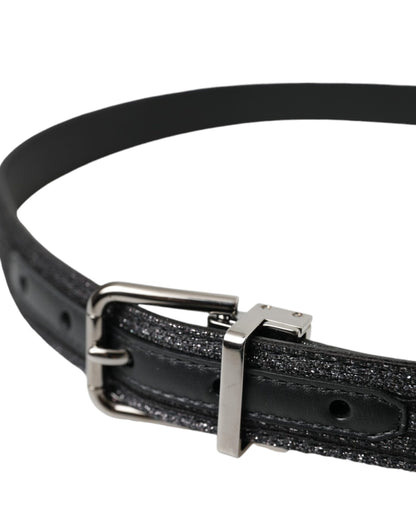 Dolce & Gabbana Black Jacquard Stripes Silver Metal Buckle Belt Dolce & Gabbana