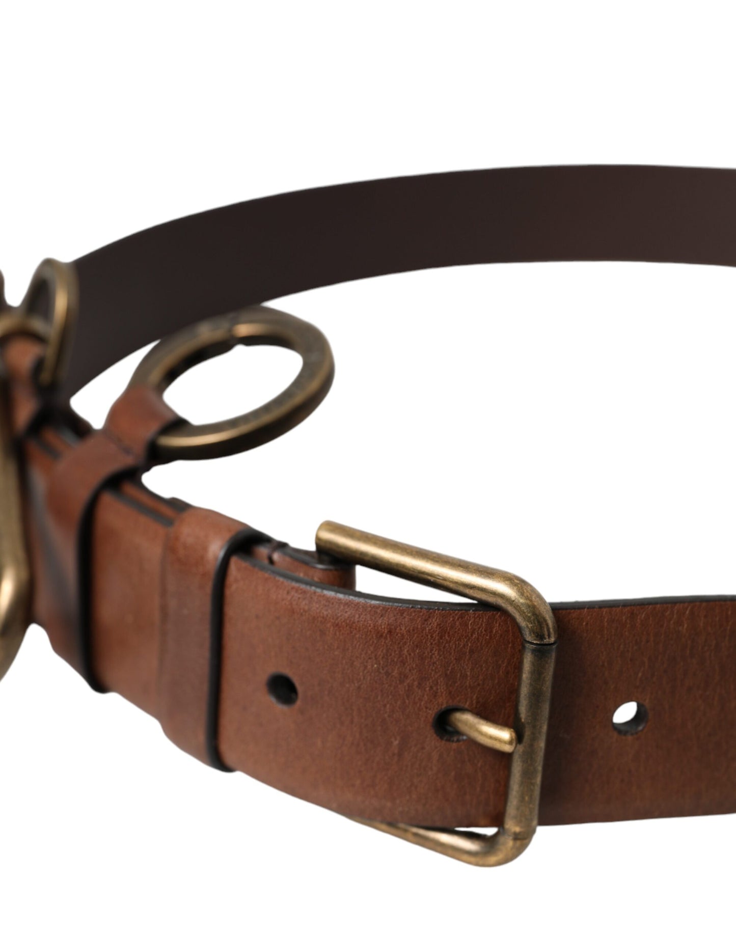 Dolce & Gabbana Brown Calf Leather Gold Metal Buckle Belt Men Dolce & Gabbana