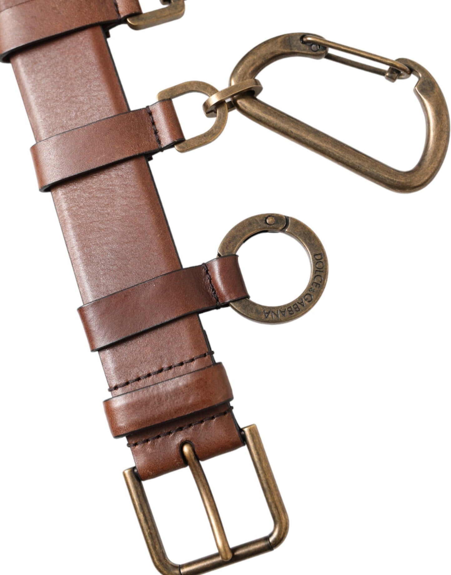 Dolce & Gabbana Brown Calf Leather Gold Metal Buckle Belt Men Dolce & Gabbana