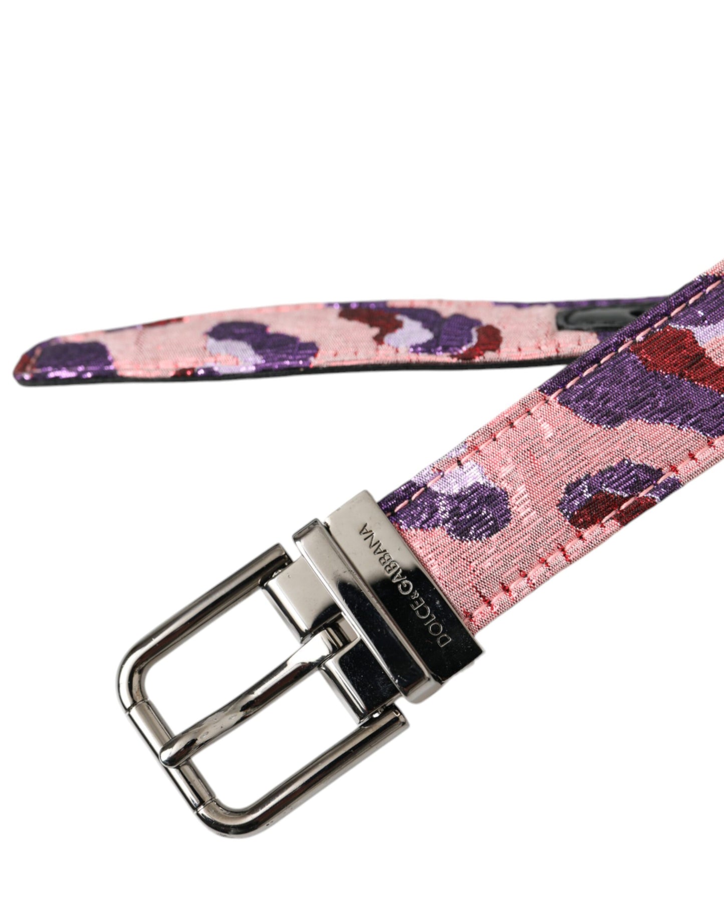 Dolce & Gabbana Multicolor Jacquard Leather Metal Buckle Belt Dolce & Gabbana