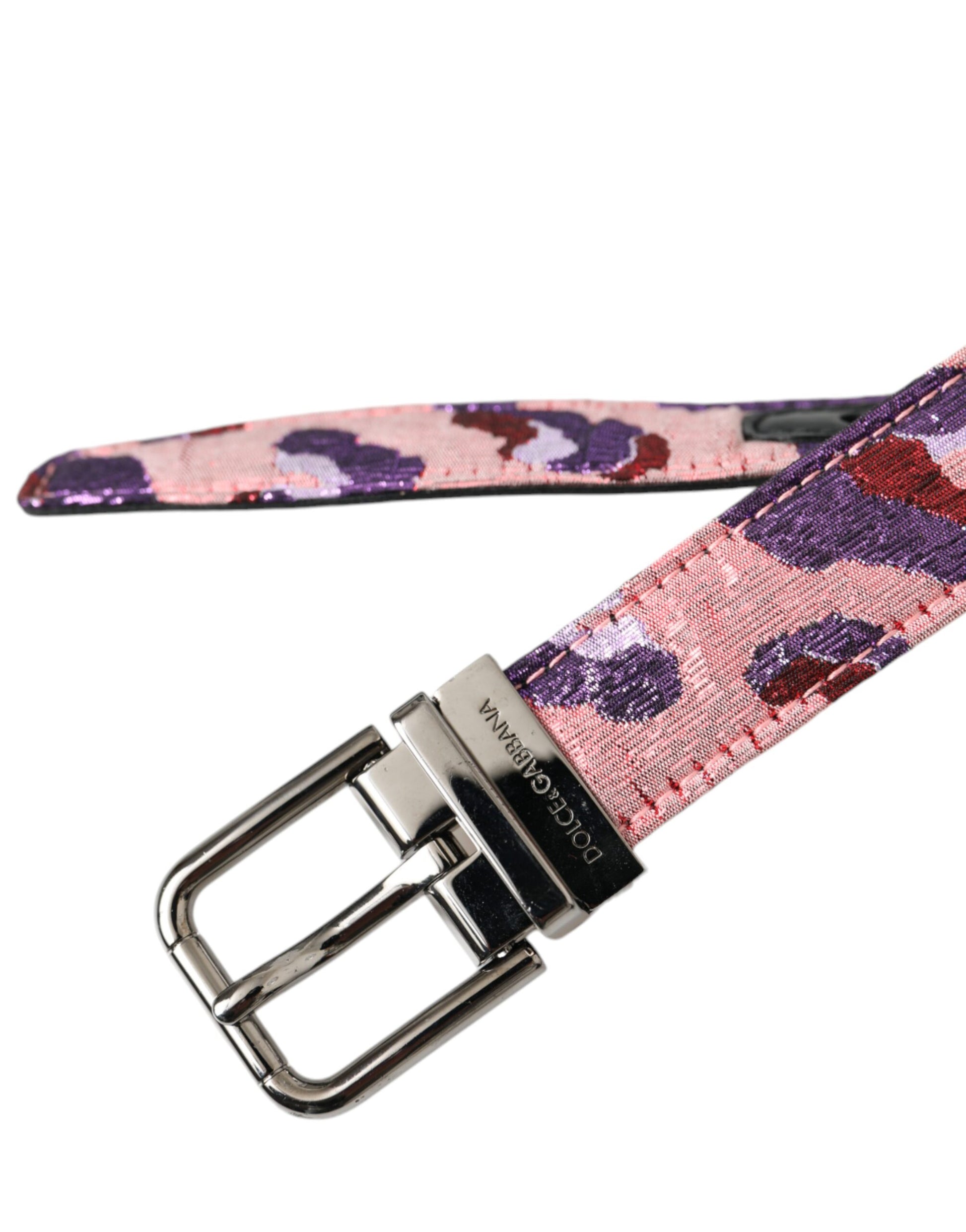 Dolce & Gabbana Multicolor Jacquard Leather Metal Buckle Belt