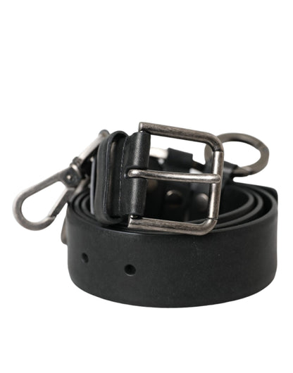 Dolce & Gabbana Black Calf Leather Silver Metal Buckle Belt Dolce & Gabbana