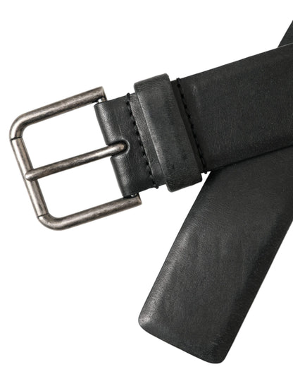 Dolce & Gabbana Black Calf Leather Silver Metal Buckle Belt Dolce & Gabbana