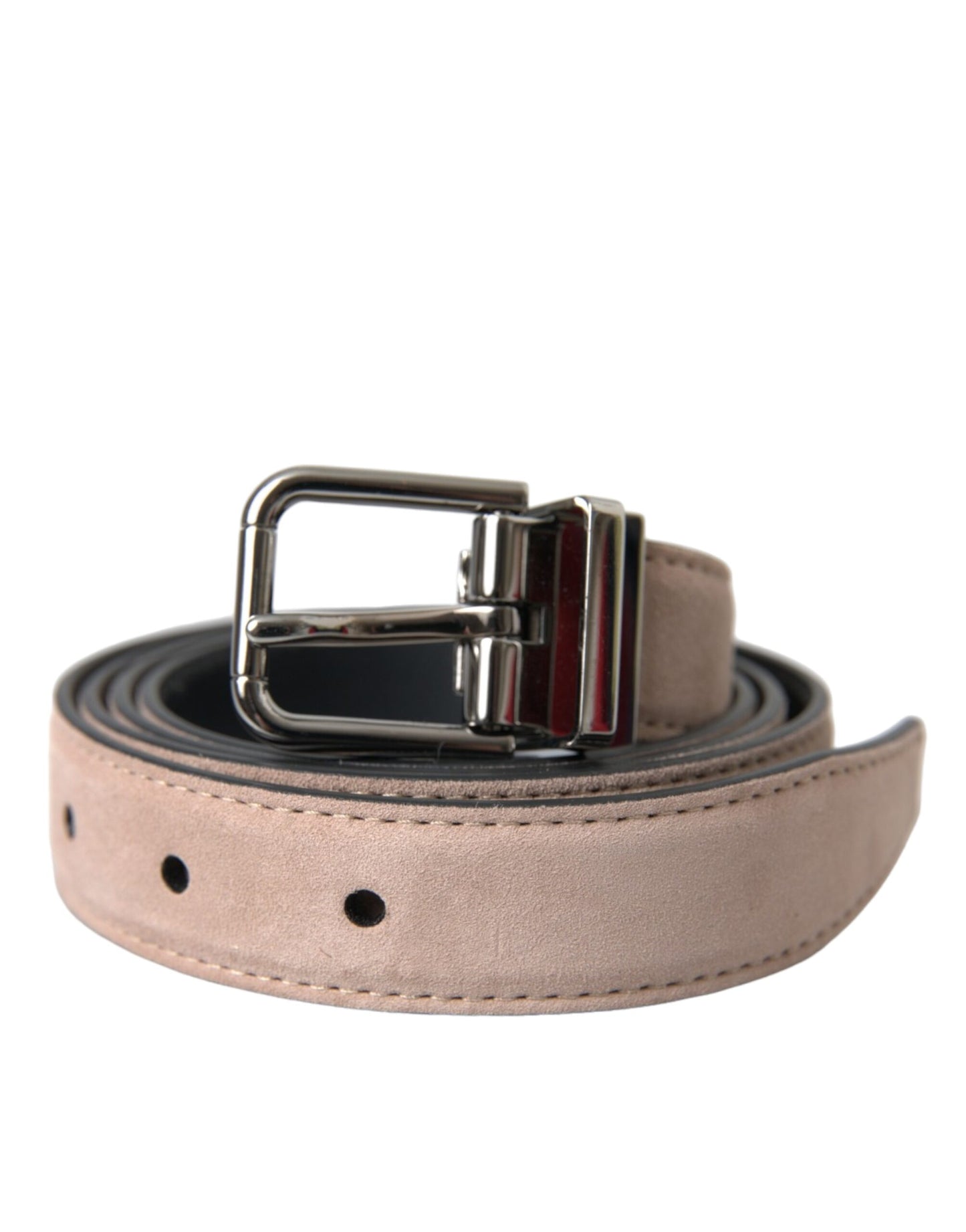 Dolce & Gabbana Beige Suede Leather Silver Buckle Belt Men Dolce & Gabbana