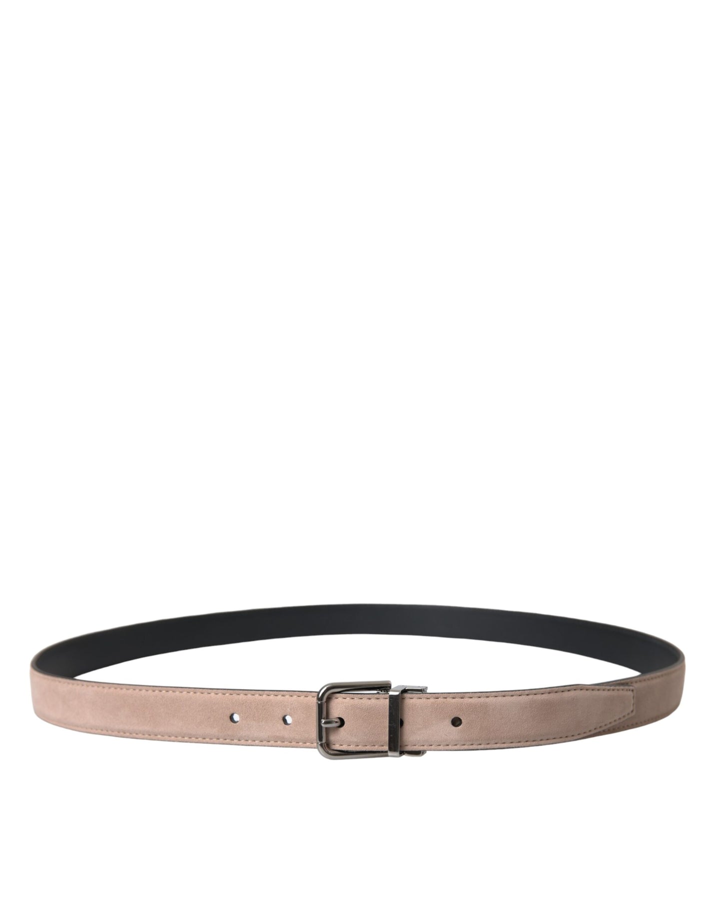 Dolce & Gabbana Beige Suede Leather Silver Buckle Belt Men Dolce & Gabbana