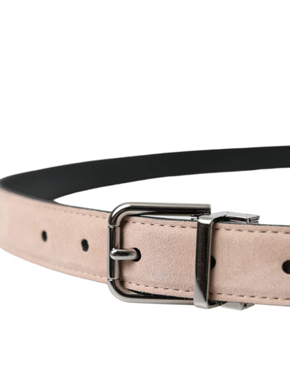 Dolce & Gabbana Beige Suede Leather Silver Buckle Belt Men Dolce & Gabbana