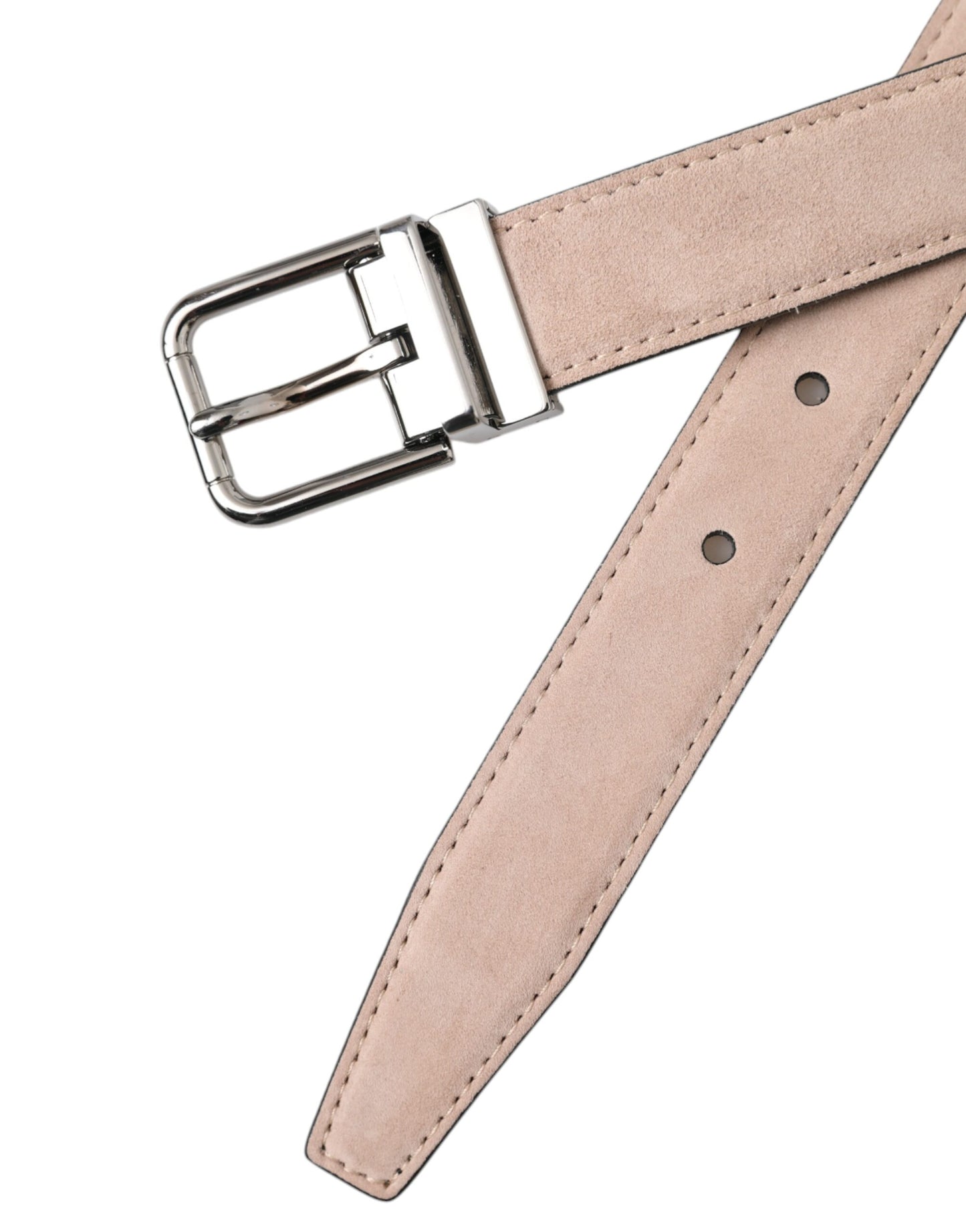 Dolce & Gabbana Beige Suede Leather Silver Buckle Belt Men Dolce & Gabbana