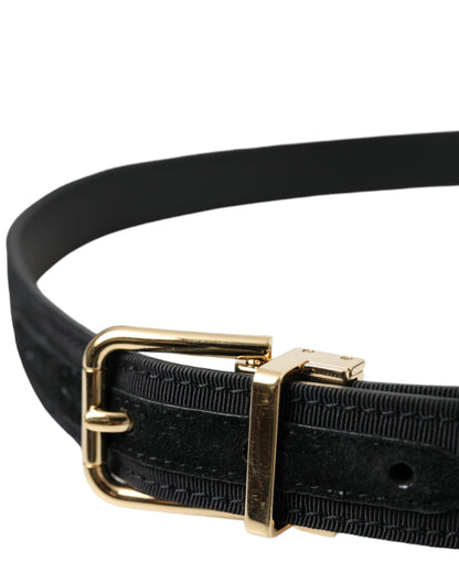 Dolce & Gabbana Black Gros Grain Gold Metal Buckle Belt Men Dolce & Gabbana