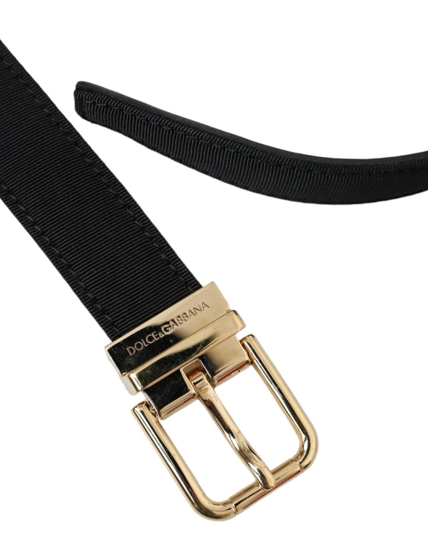 Dolce & Gabbana Black Gros Grain Gold Metal Buckle Belt Men Dolce & Gabbana