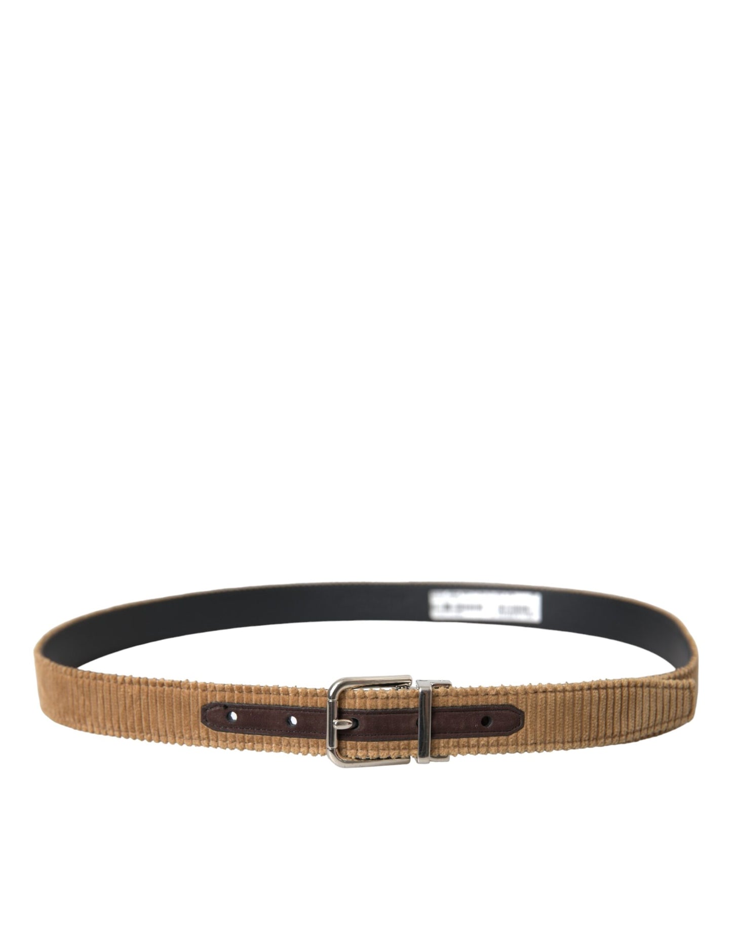 Dolce & Gabbana Brown Velvet Silver Metal Buckle Belt Men Dolce & Gabbana