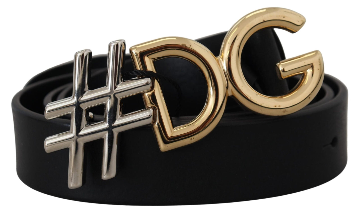 Dolce & Gabbana Black Leather Metal #DG Logo Buckle Belt Dolce & Gabbana