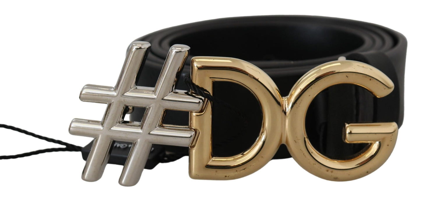 Dolce & Gabbana Black Leather Metal #DG Logo Buckle Belt Dolce & Gabbana