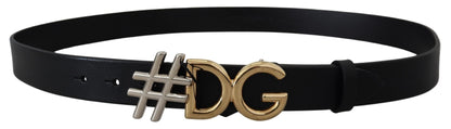 Dolce & Gabbana Black Leather Metal #DG Logo Buckle Belt Dolce & Gabbana