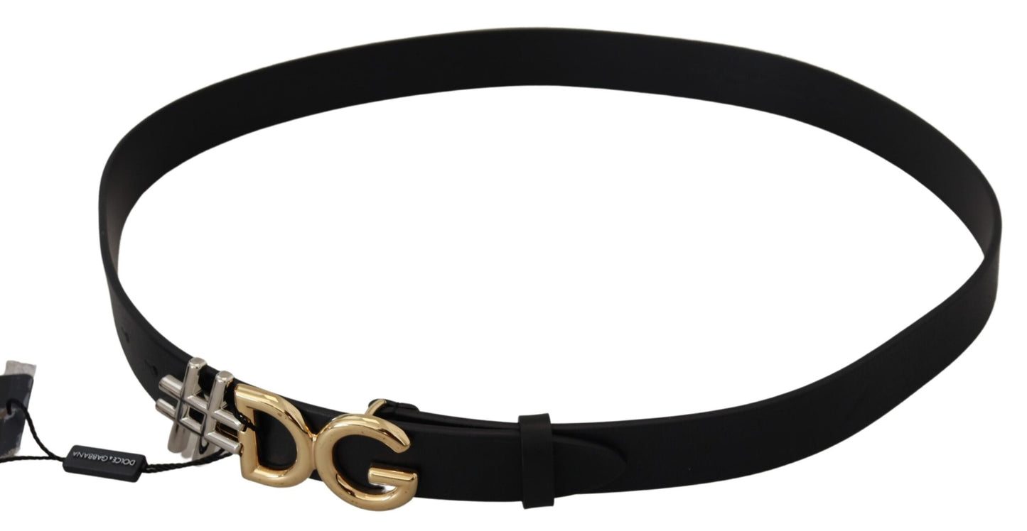 Dolce & Gabbana Black Leather Metal #DG Logo Buckle Belt Dolce & Gabbana