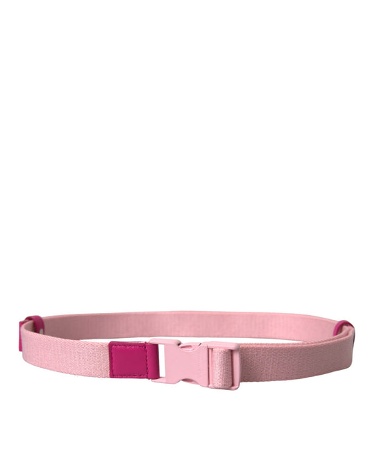 Dolce & Gabbana Pink Canvas Stretch Plastic Buckle Women Belt Dolce & Gabbana