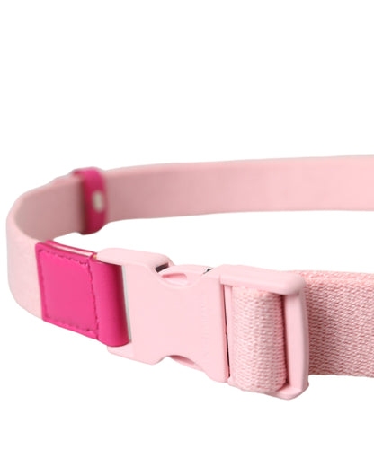 Dolce & Gabbana Pink Canvas Stretch Plastic Buckle Women Belt Dolce & Gabbana