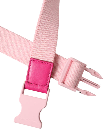 Dolce & Gabbana Pink Canvas Stretch Plastic Buckle Women Belt Dolce & Gabbana