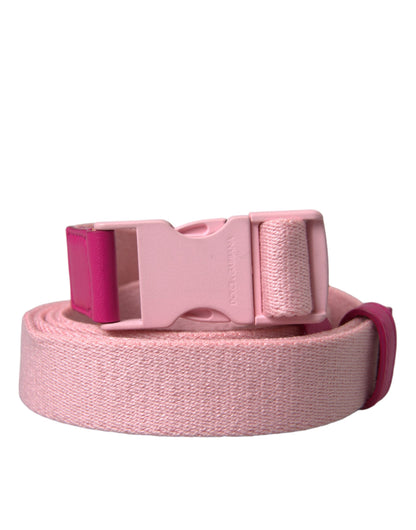 Dolce & Gabbana Pink Canvas Stretch Plastic Buckle Women Belt Dolce & Gabbana