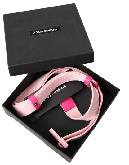 Dolce & Gabbana Pink Canvas Stretch Plastic Buckle Women Belt Dolce & Gabbana