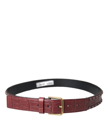 Dolce & Gabbana Brown Alligator Leather Studded Metal Buckle Belt Dolce & Gabbana