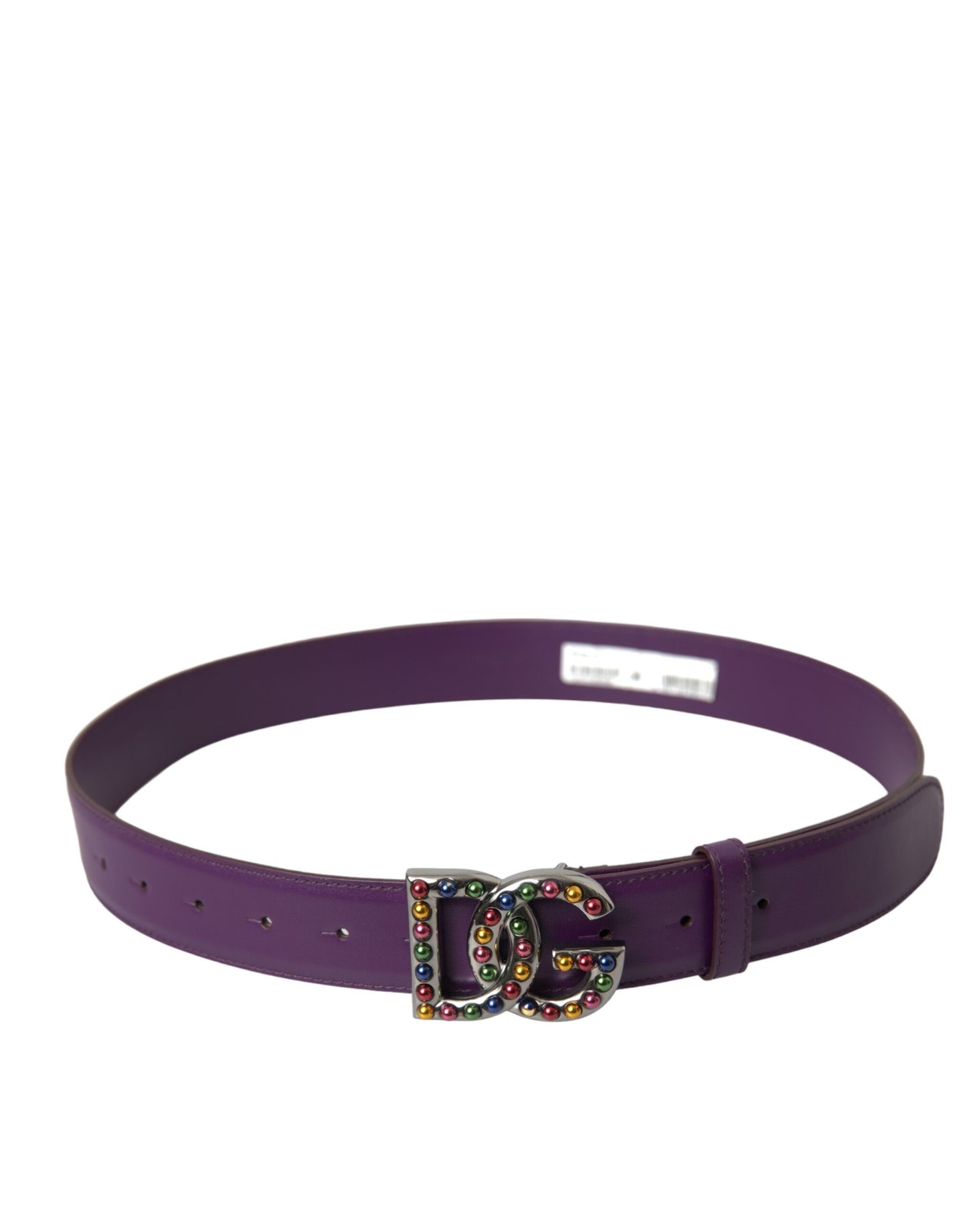 Dolce & Gabbana Purple Leather DG Logo Studs Metal Buckle Belt Dolce & Gabbana