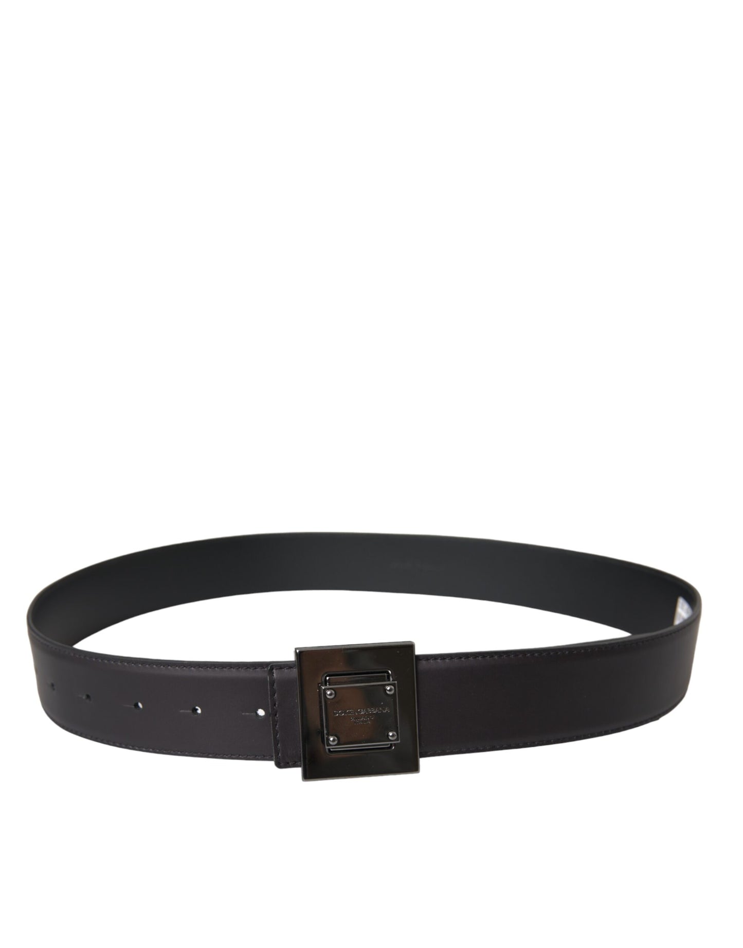 Dolce & Gabbana Black Calf Leather Square Metal Buckle Belt Dolce & Gabbana