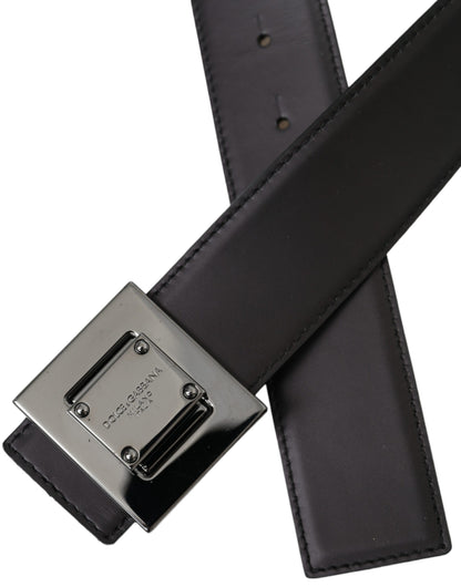 Dolce & Gabbana Black Calf Leather Square Metal Buckle Belt Dolce & Gabbana