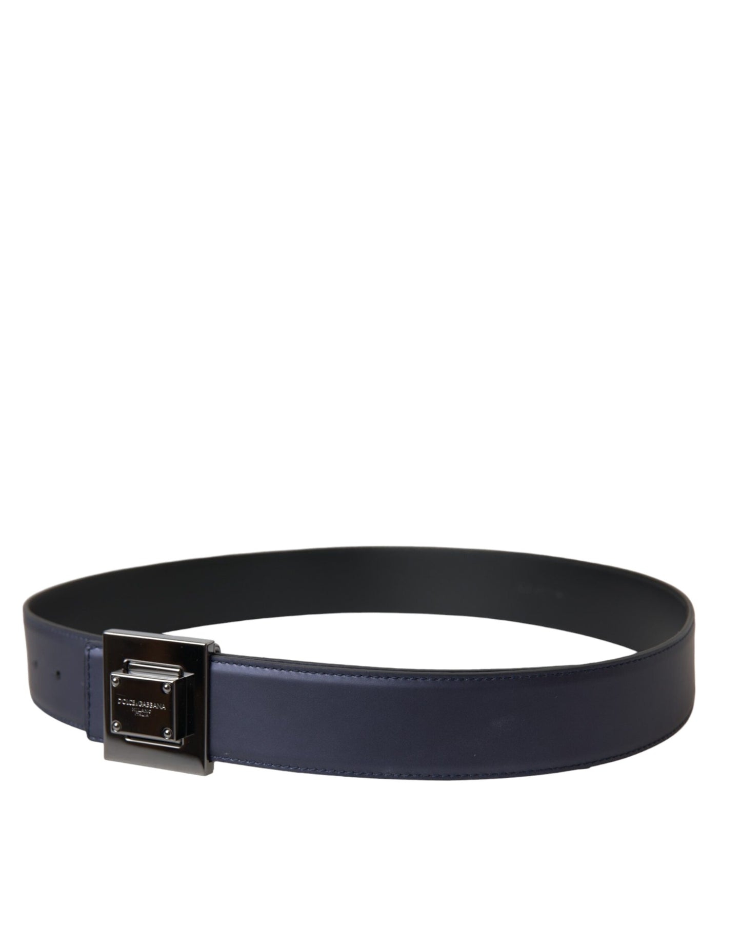 Dolce & Gabbana Blue Leather Square Metal Buckle Belt Dolce & Gabbana