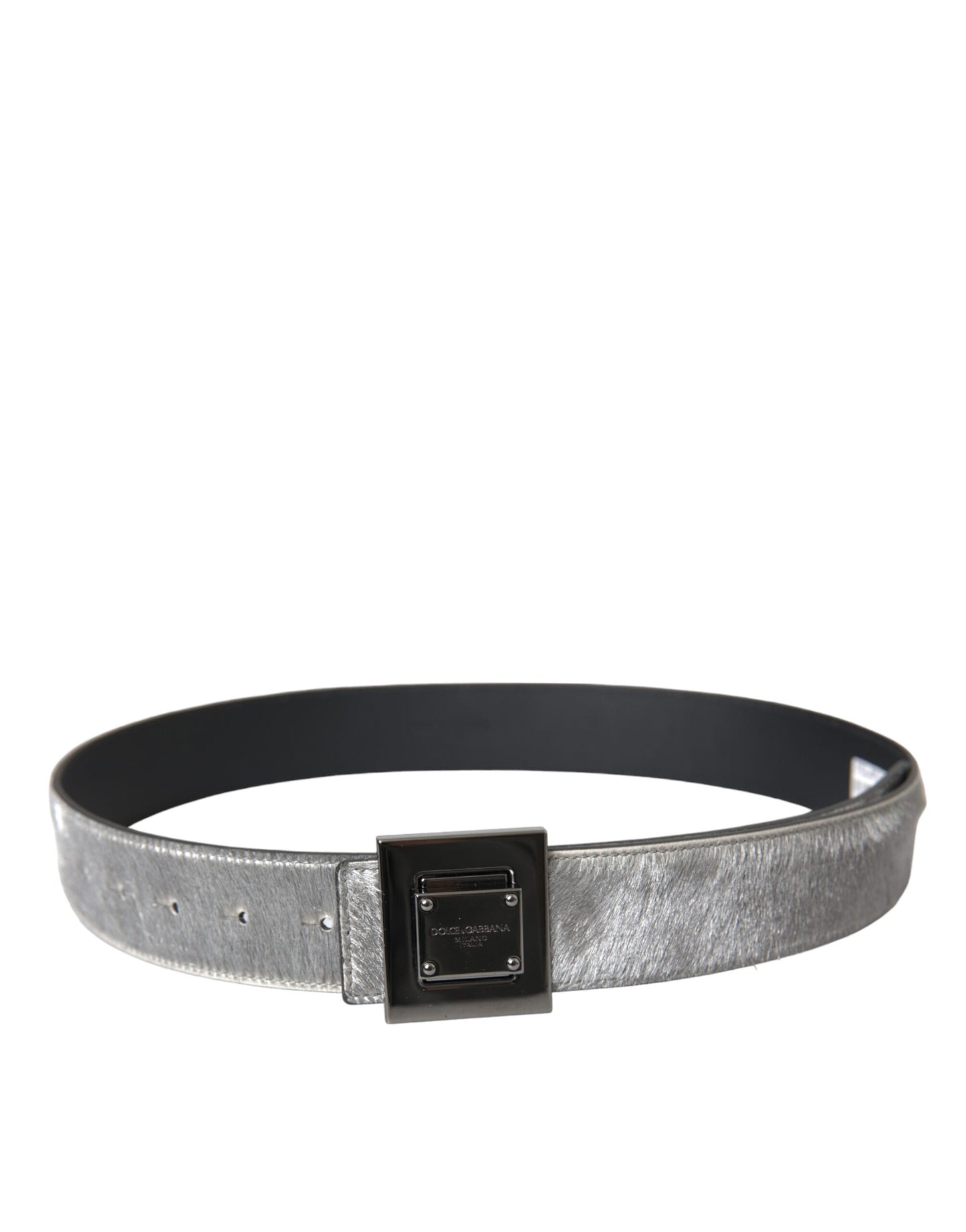 Dolce & Gabbana Silver Leather Square Metal Buckle Belt Dolce & Gabbana