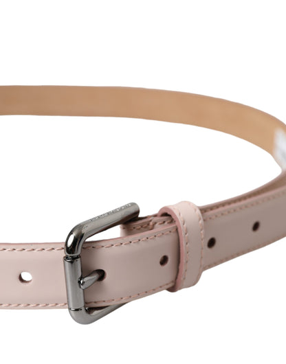 Dolce & Gabbana Light Pink Leather Silver Metal Buckle Belt Dolce & Gabbana