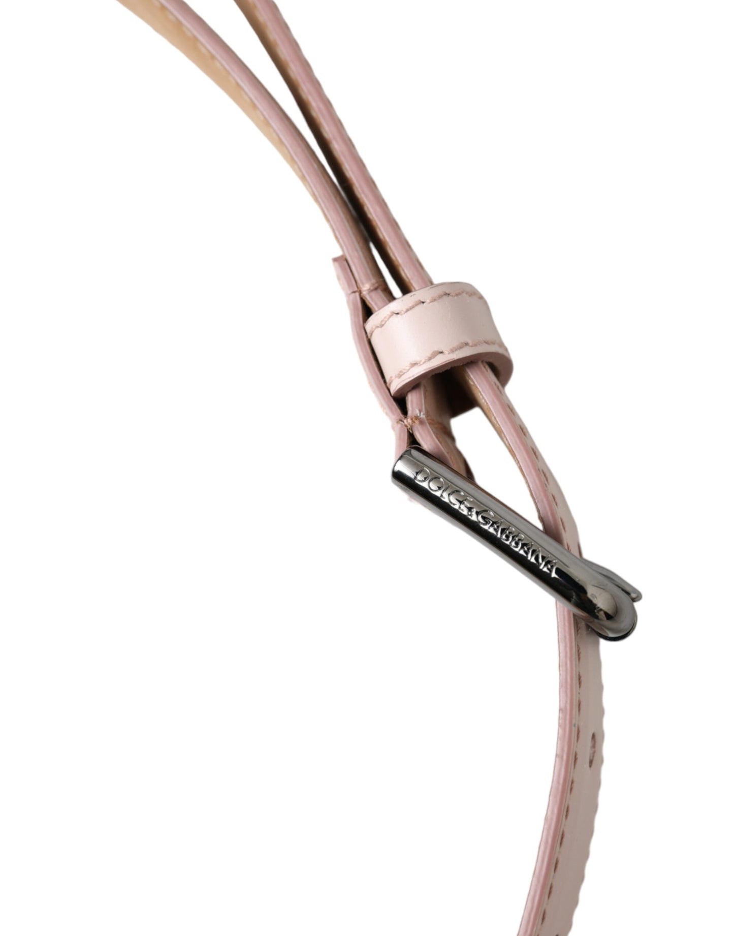 Dolce & Gabbana Light Pink Leather Silver Metal Buckle Belt Dolce & Gabbana