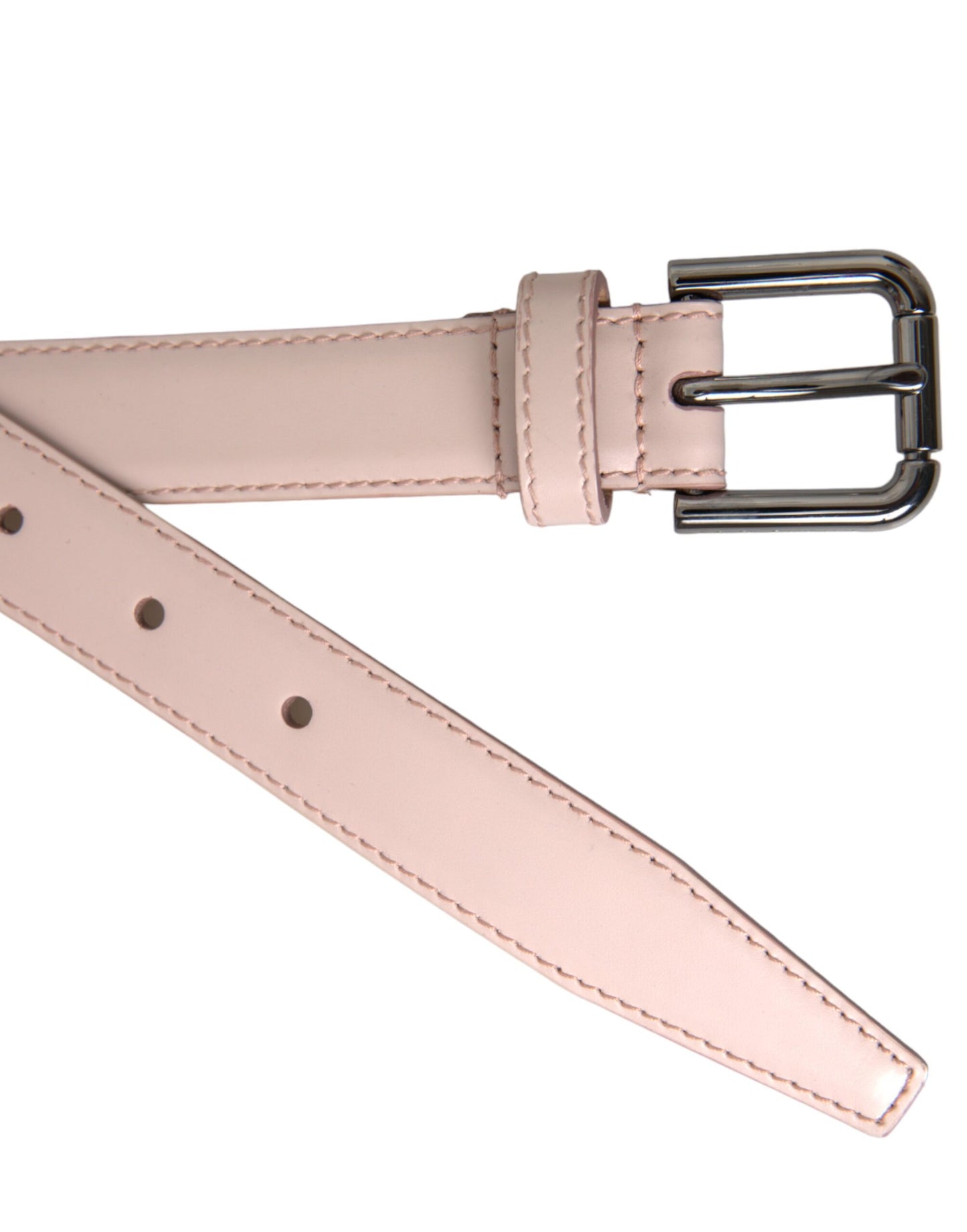 Dolce & Gabbana Light Pink Leather Silver Metal Buckle Belt Dolce & Gabbana