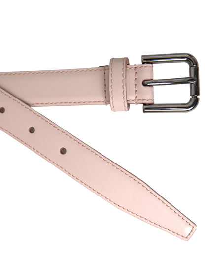 Dolce & Gabbana Light Pink Leather Silver Metal Buckle Belt Dolce & Gabbana