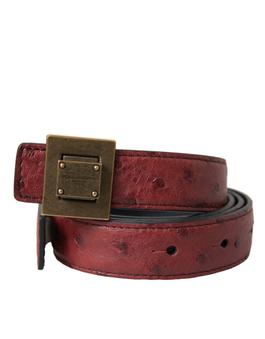 Dolce & Gabbana Brown Leather Square Metal Buckle Belt Dolce & Gabbana