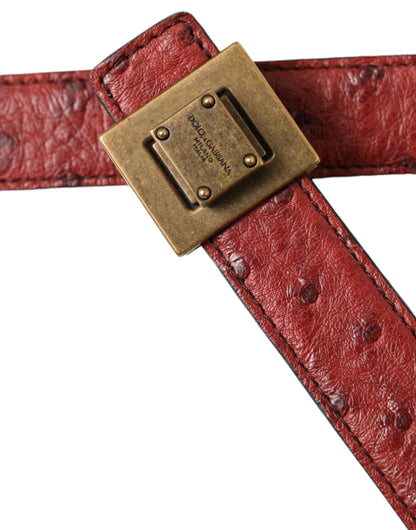 Dolce & Gabbana Brown Leather Square Metal Buckle Belt Dolce & Gabbana