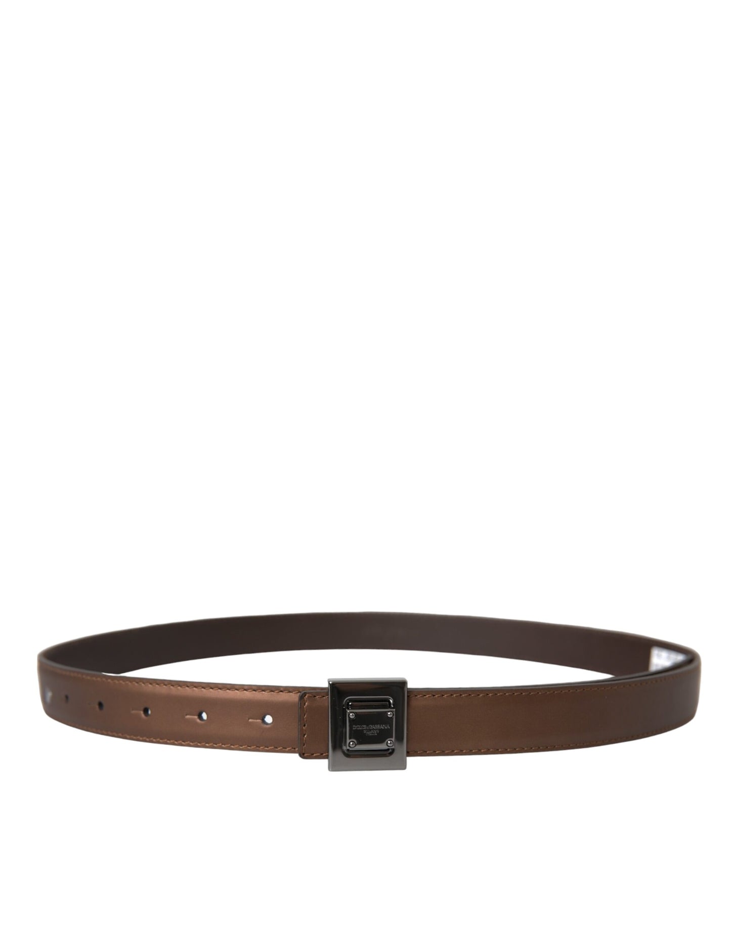 Dolce & Gabbana Bronze Leather Square Metal Buckle Belt Dolce & Gabbana