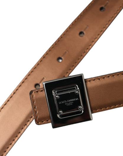 Dolce & Gabbana Bronze Leather Square Metal Buckle Belt Dolce & Gabbana