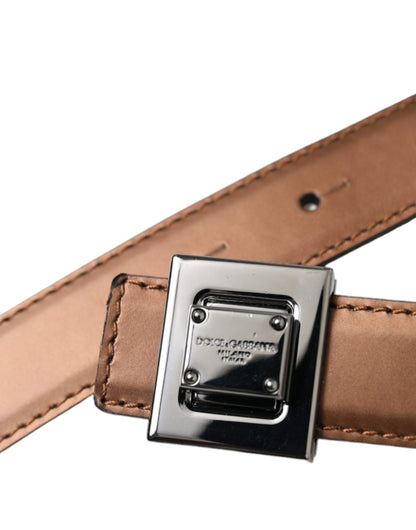 Dolce & Gabbana Bronze Leather Square Metal Buckle Belt Dolce & Gabbana