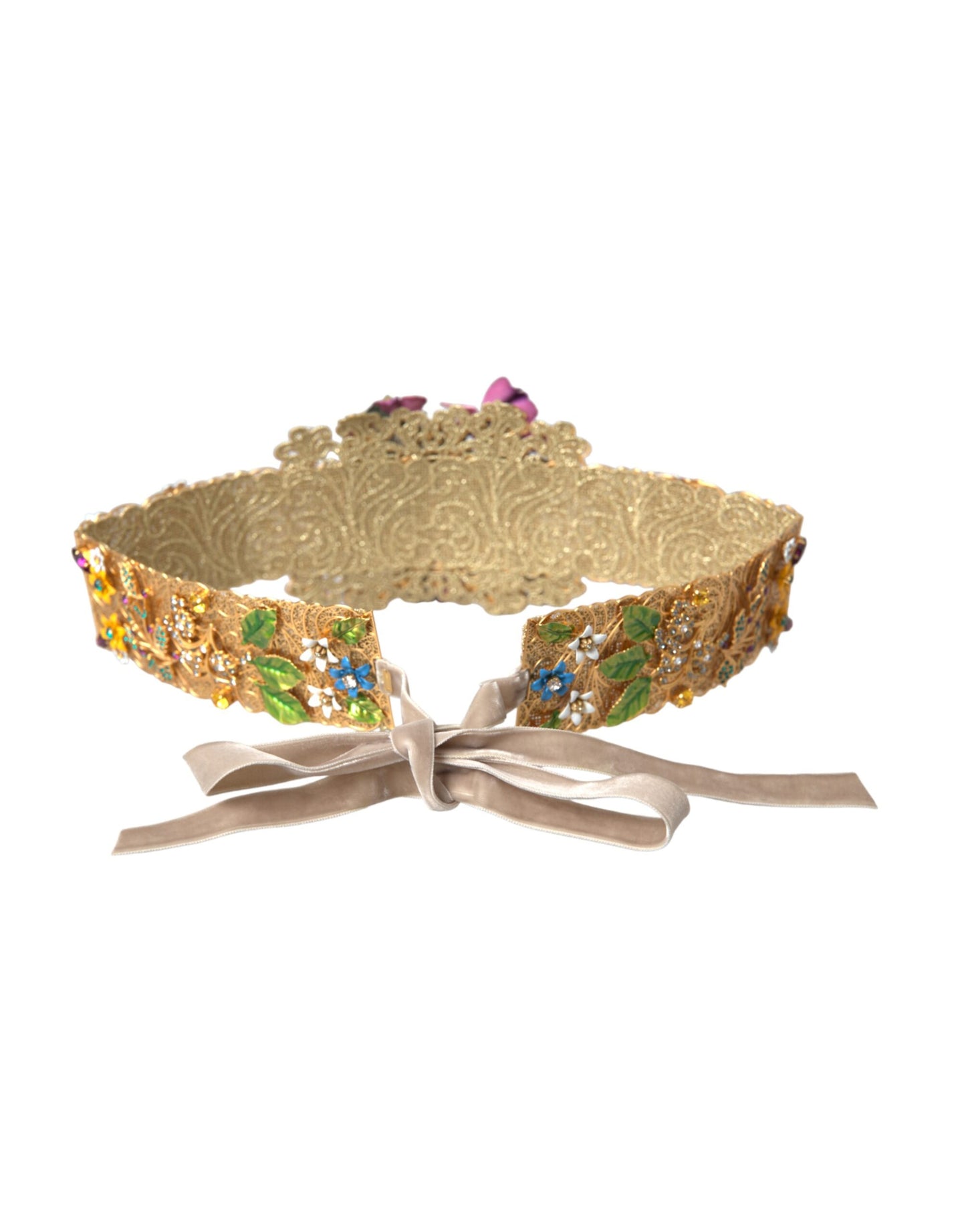 Dolce & Gabbana Multicolor Embellished Floral Crystal Wide Waist Belt Dolce & Gabbana