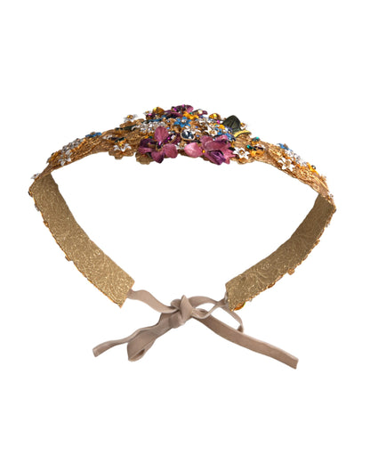 Dolce & Gabbana Multicolor Embellished Floral Crystal Wide Waist Belt Dolce & Gabbana