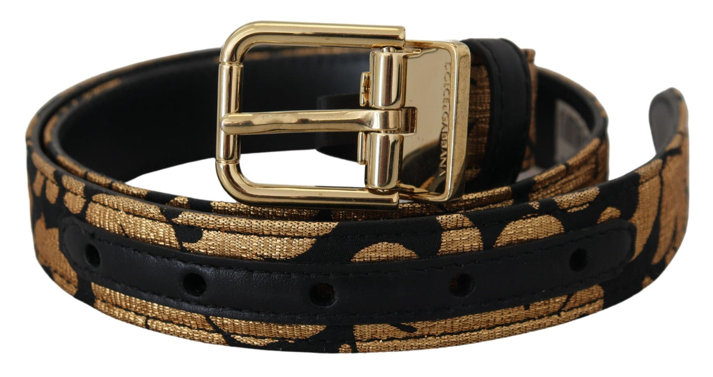 Dolce & Gabbana Multicolor Jacquard Leather Logo Buckle Belt Dolce & Gabbana