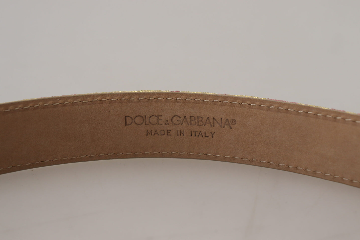 Dolce & Gabbana Pink Jaquard DG Logo Gold Metal Buckle Belt Dolce & Gabbana