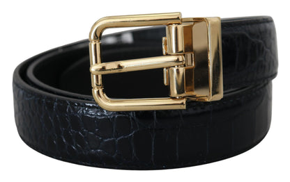 Dolce & Gabbana Black Exotic Leather Gold Metal Buckle Belt Dolce & Gabbana